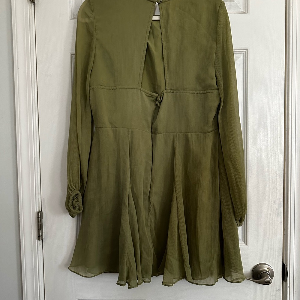 BNWOT Olive Green Dress with Floral Beading - Picture 6 of 7